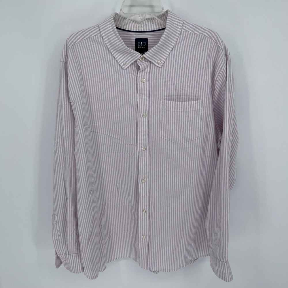 GAP Men's Purple Striped Long Sleeve Button Down Shirt Size XXL